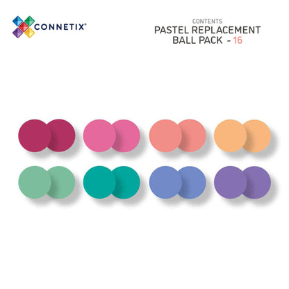 Connetix Magnetic Tiles Pastel Ball Pack - 16 Pieces - Earthy Pastel Tones