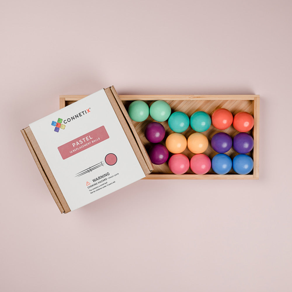 Connetix Magnetic Tiles Pastel Ball Pack - 16 Pieces - Earthy Pastel Tones