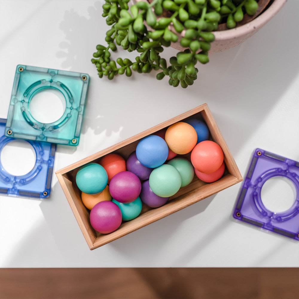 Connetix Magnetic Tiles Pastel Ball Pack - 16 Pieces - Earthy Pastel Tones