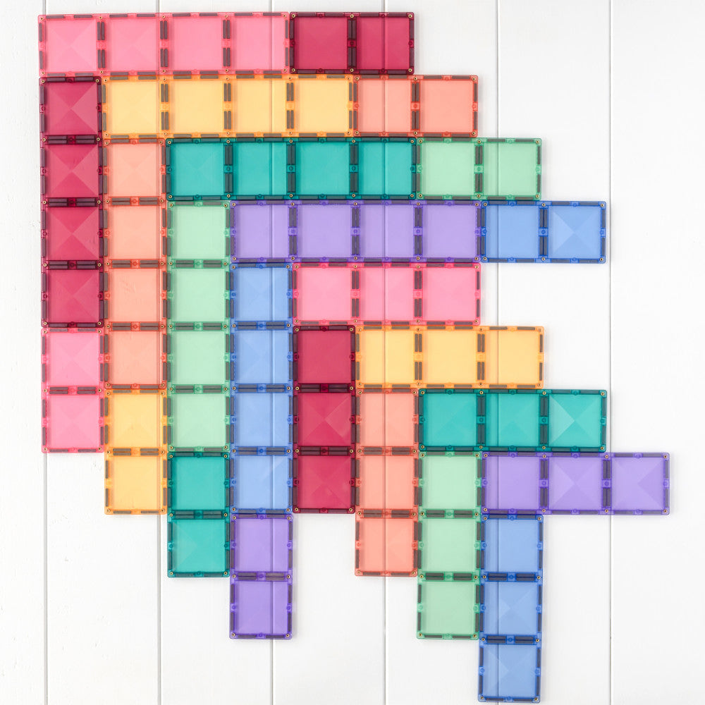 Connetix Magnetic Tiles Pastel Rectangle Set - 24 Piece Colorful Building Kit