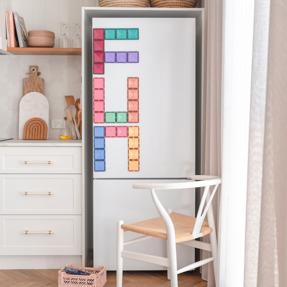 Connetix Magnetic Tiles Pastel Rectangle Set - 24 Piece Colorful Building Kit