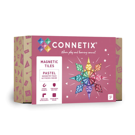 Connetix Pastel Geometry Magnetic Tiles Set - 40 Pieces