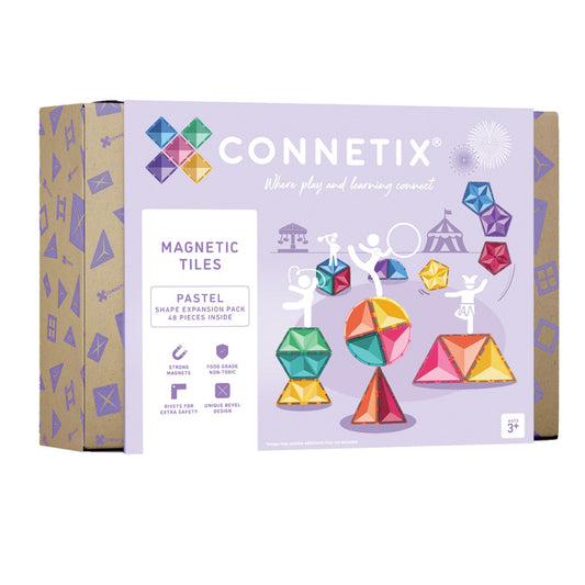 Connetix Pastel Shape Magnetic Tiles Expansion Set - 48 Pieces