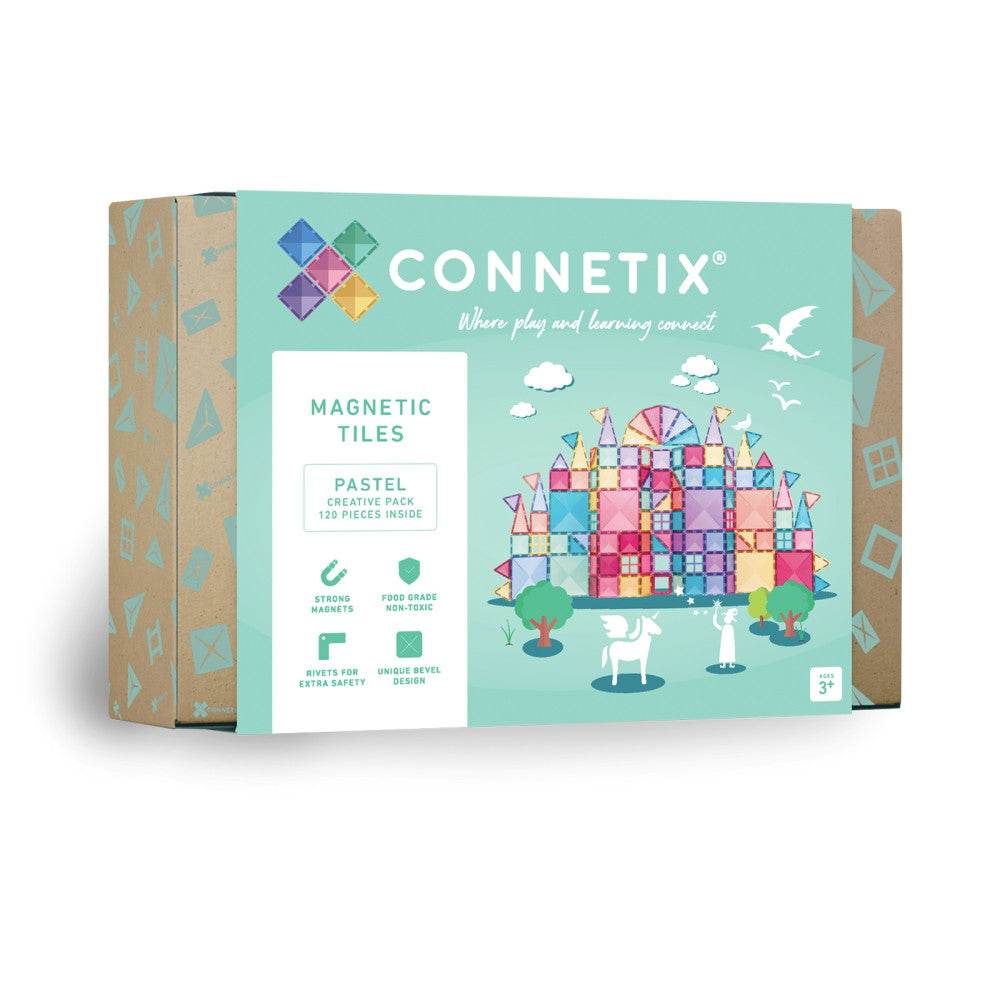 Connetix Magnetic Tiles Pastel Creative Pack - 120-Piece Set for Colorful Building Fun
