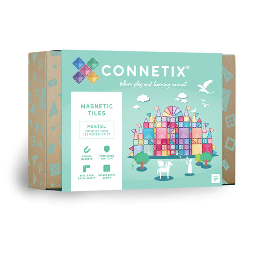 Connetix Magnetic Tiles Pastel Creative Pack - 120-Piece Set for Colorful Building Fun