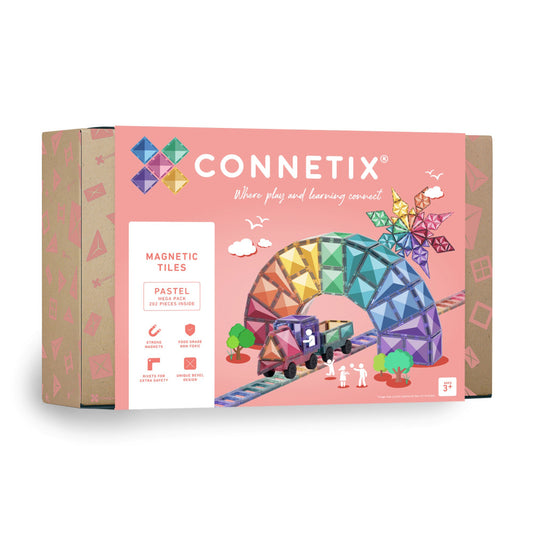 Connetix Pastel Mega Pack Magnetic Tiles, 202-Piece Set