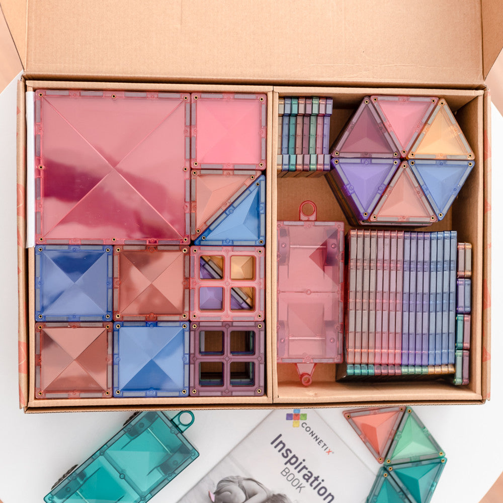 Connetix Pastel Mega Pack Magnetic Tiles, 202-Piece Set