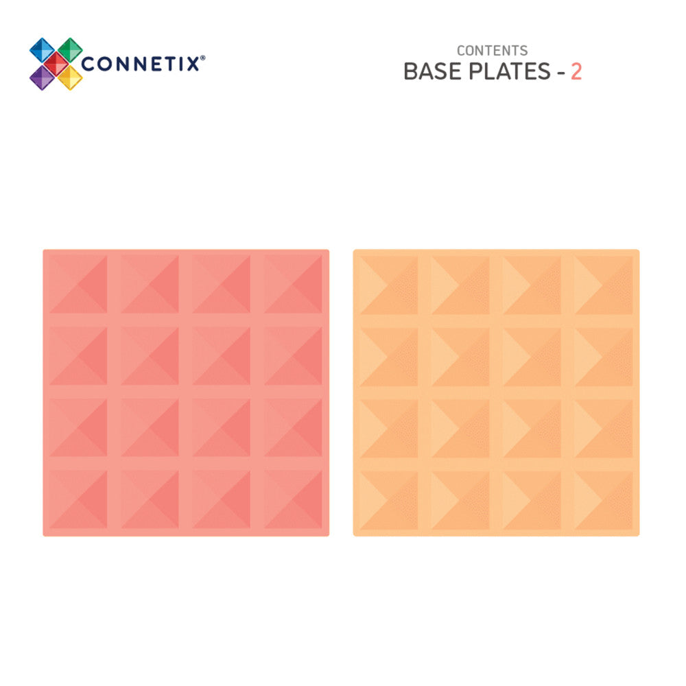 Connetix Magnetic Tiles Pastel Lemon & Peach Base Plates - 2 Pieces