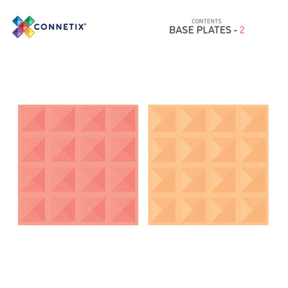 Connetix Magnetic Tiles Pastel Lemon & Peach Base Plates - 2 Pieces