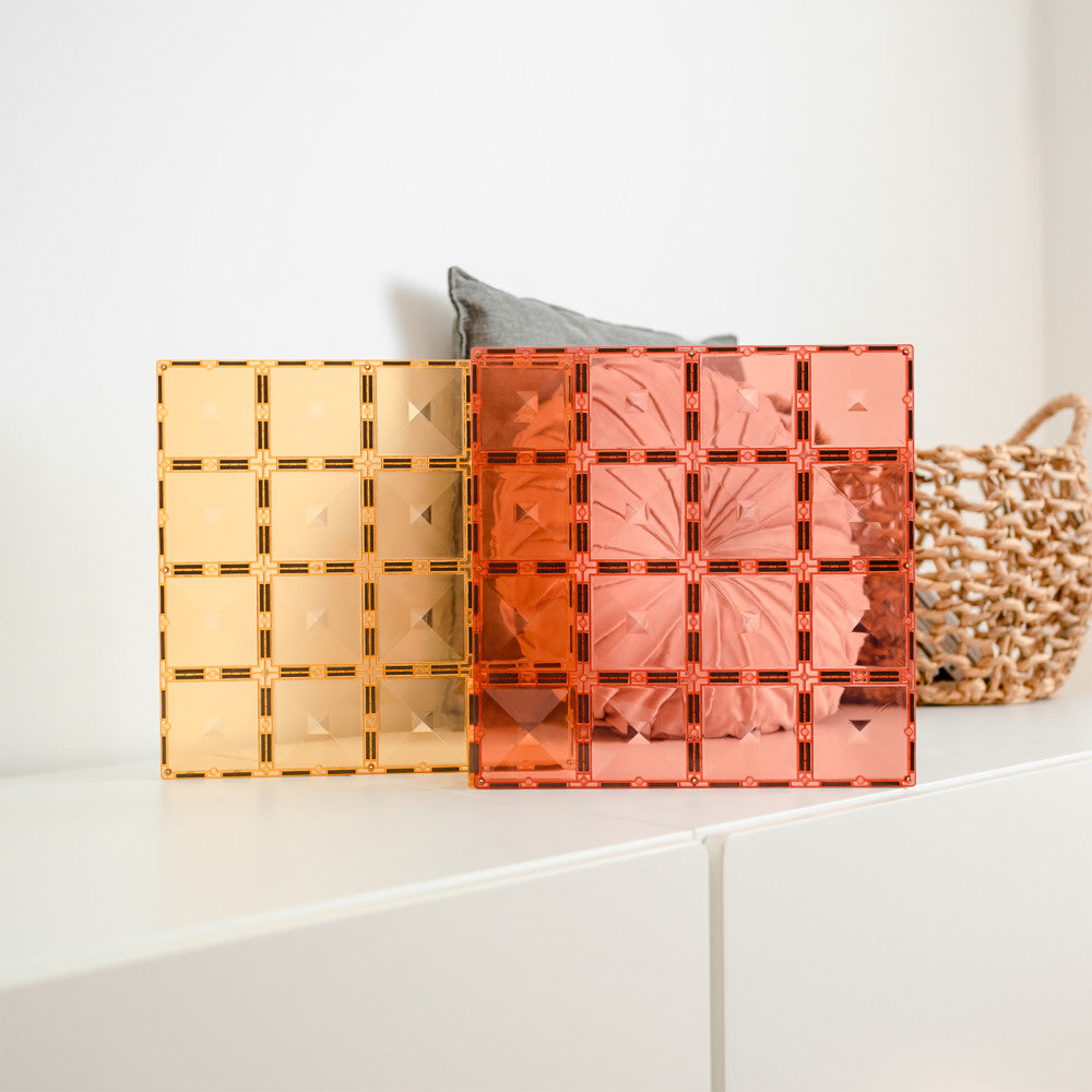 Connetix Magnetic Tiles Pastel Lemon & Peach Base Plates - 2 Pieces