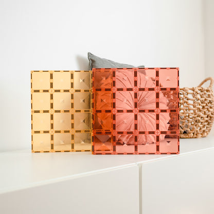 Connetix Magnetic Tiles Pastel Lemon & Peach Base Plates - 2 Pieces