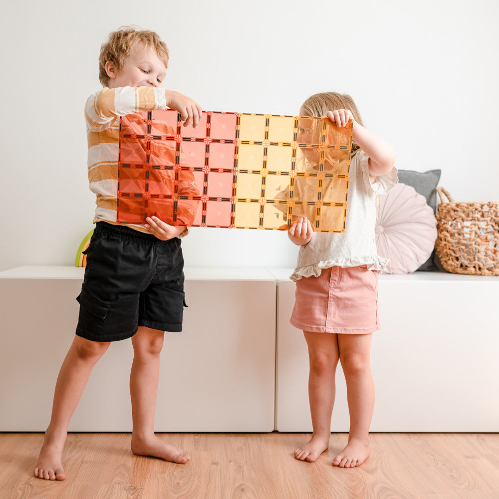 Connetix Magnetic Tiles Pastel Lemon & Peach Base Plates - 2 Pieces