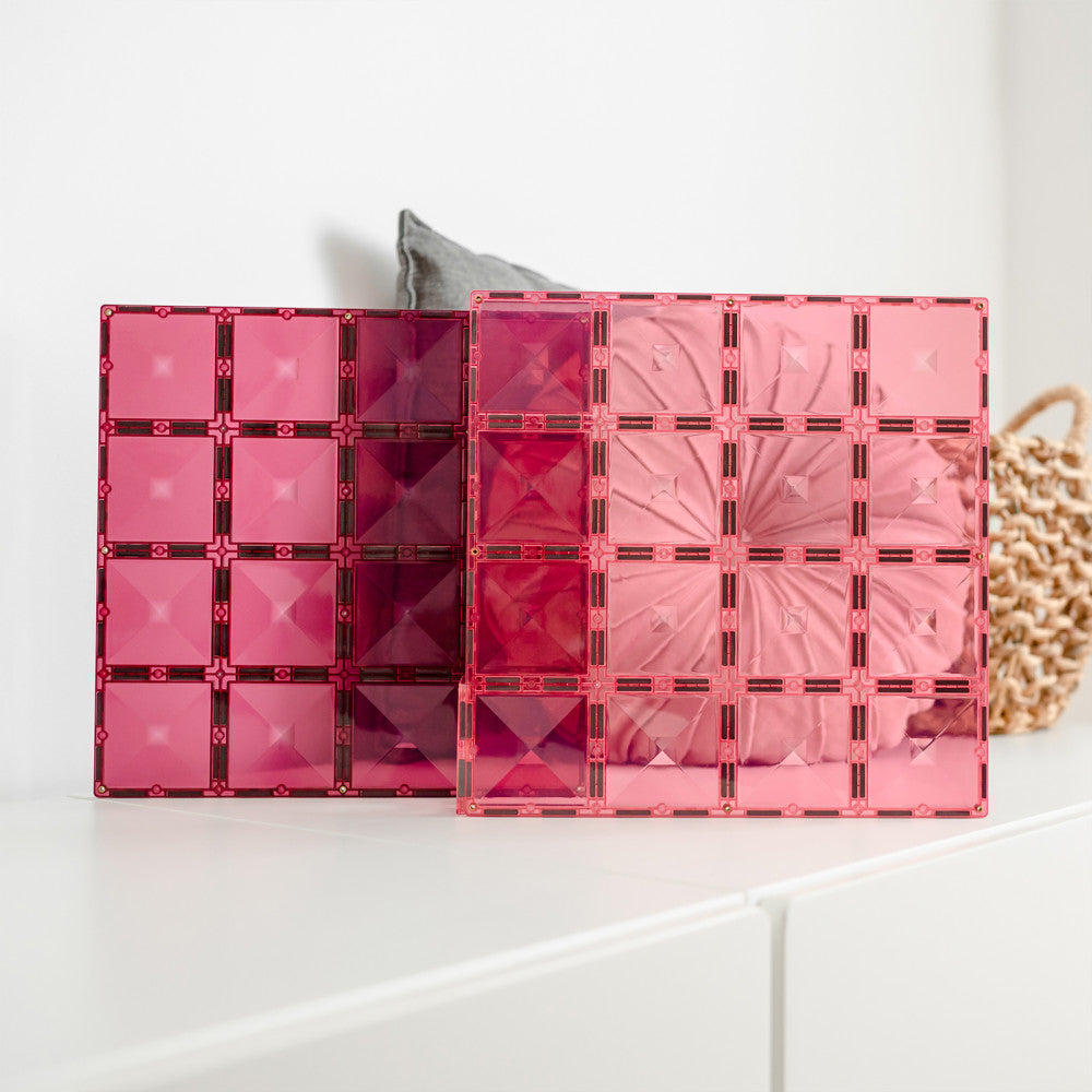 Connetix Magnetic Tiles Pastel Pink & Berry Base Plate Duo, 2-Piece Set