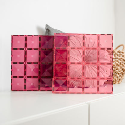 Connetix Magnetic Tiles Pastel Pink & Berry Base Plate Duo, 2-Piece Set