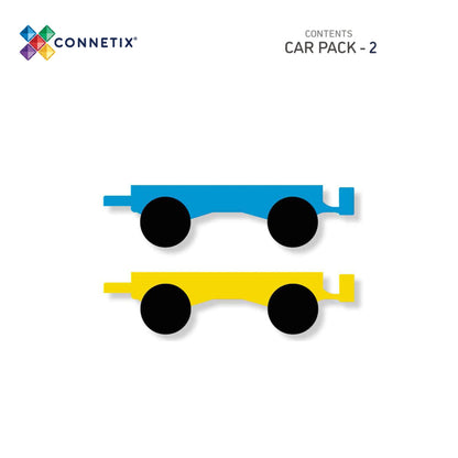 Connetix Magnetic Tiles Rainbow Car Pack, 2 Pieces - Blue/Yellow