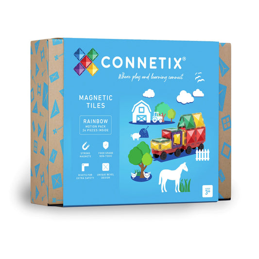 Connetix 24-Piece Rainbow Motion Magnetic Tiles Set - Multicolor