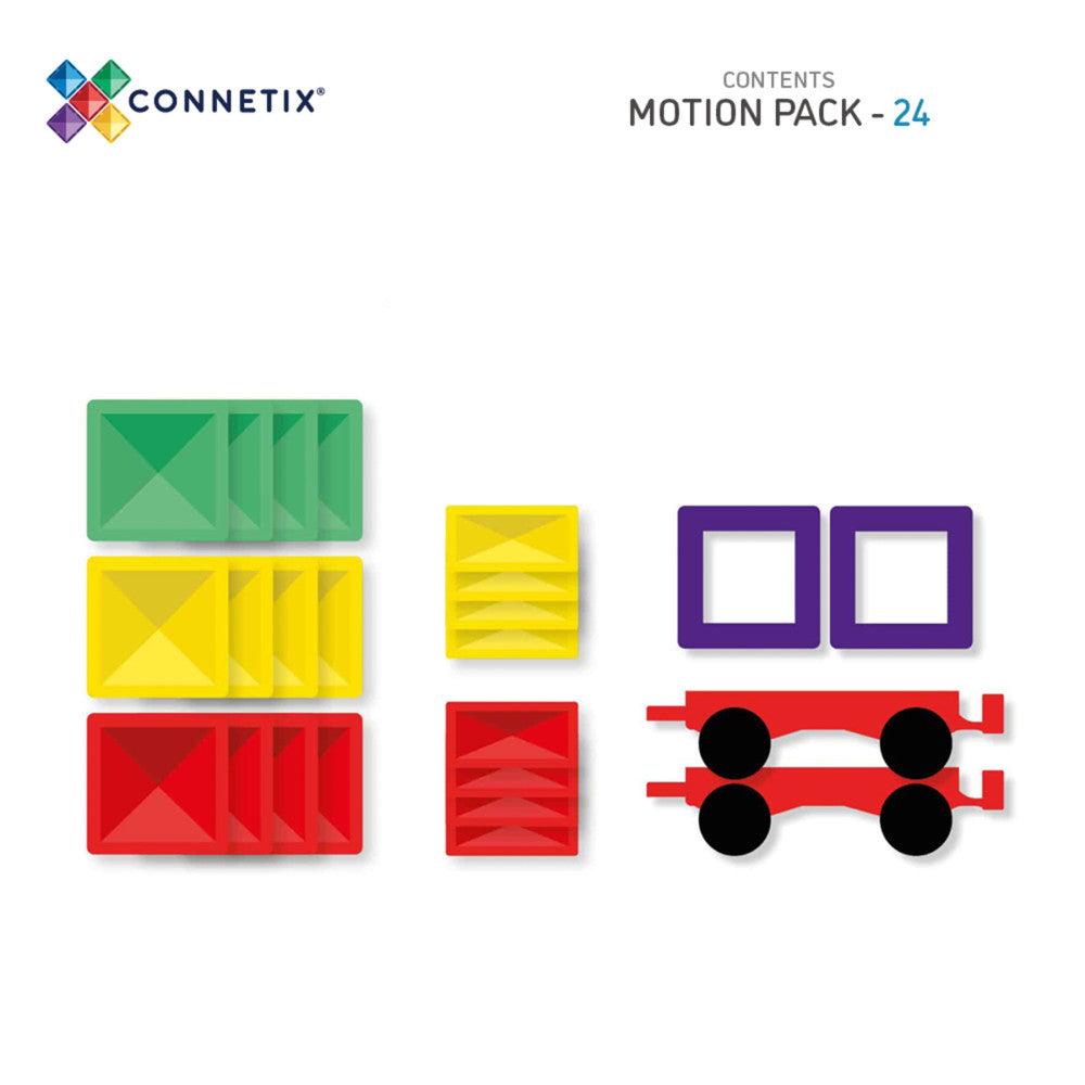 Connetix 24-Piece Rainbow Motion Magnetic Tiles Set - Multicolor
