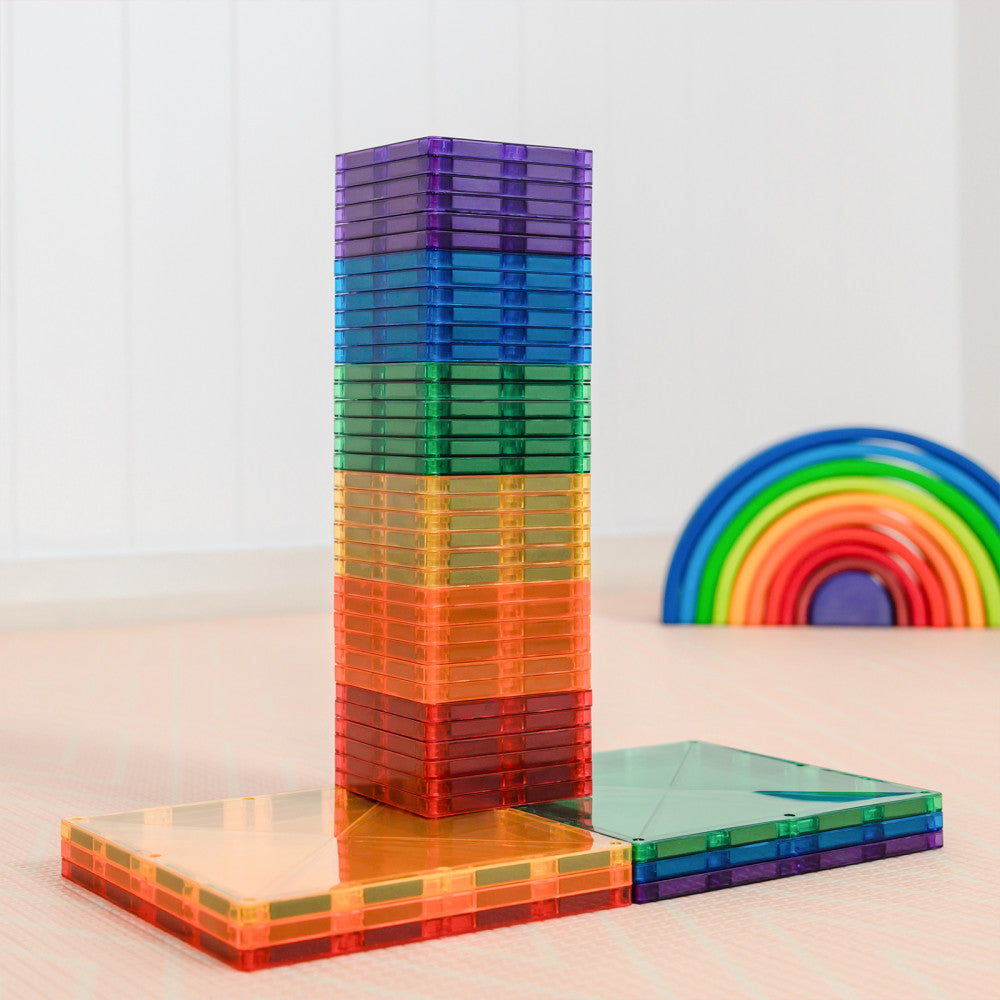 Connetix Magnetic Tiles Rainbow Square 42-Piece Set - Vibrant Colors
