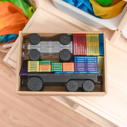 Connetix Magnetic Tiles Rainbow Transport Pack - 50 Piece Set