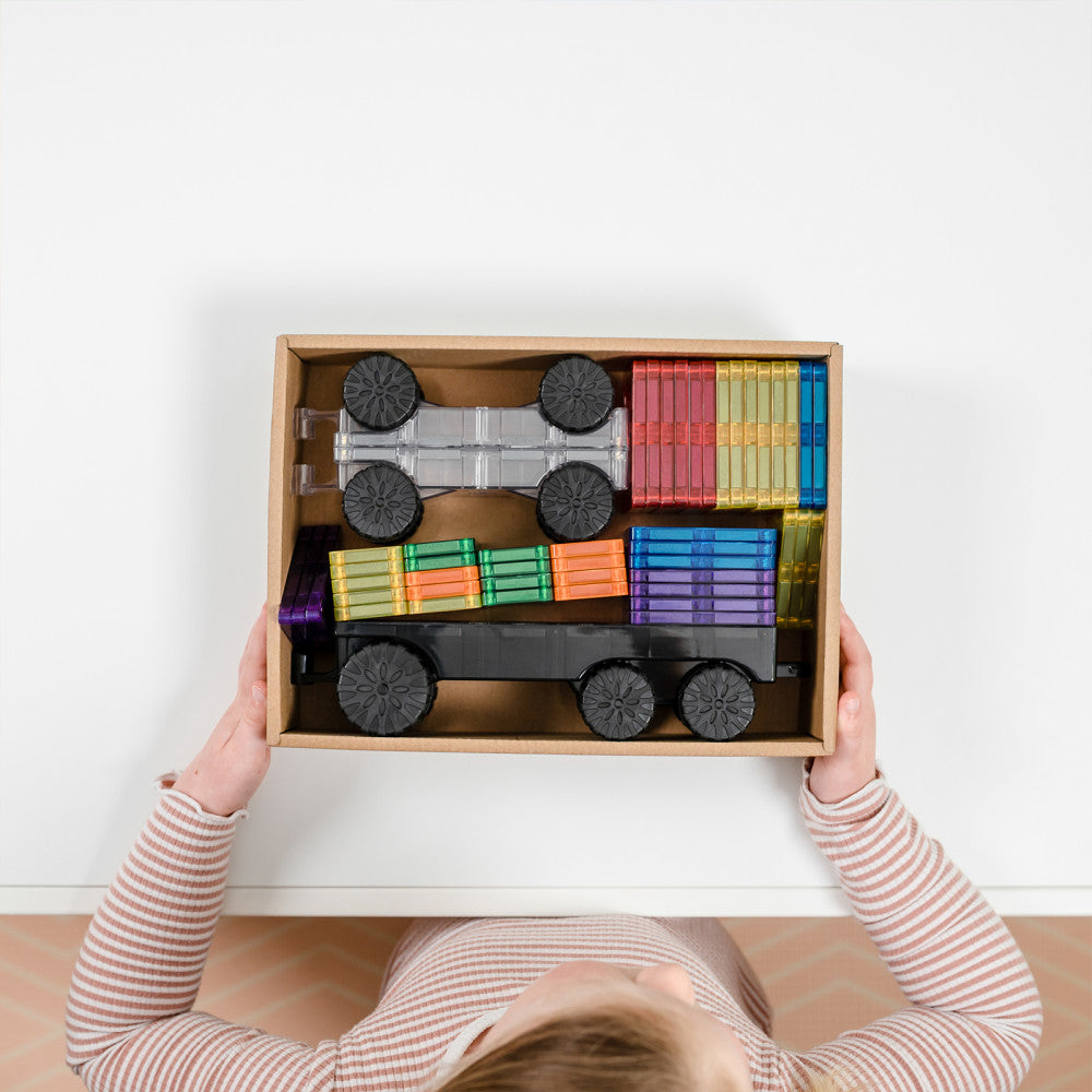 Connetix Magnetic Tiles Rainbow Transport Pack - 50 Piece Set