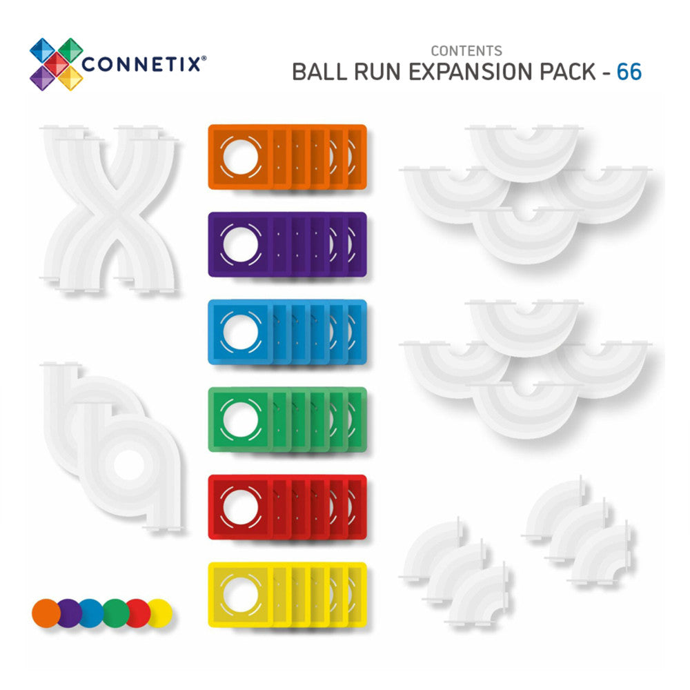 Connetix Rainbow Ball Run Magnetic Tiles Expansion Pack - 66 Pieces