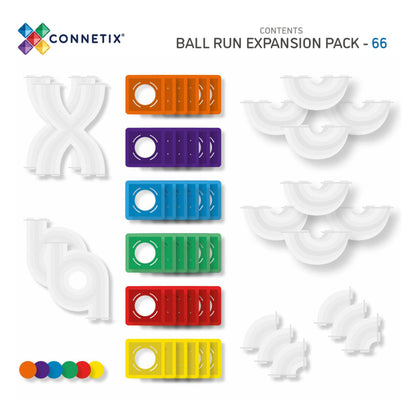 Connetix Rainbow Ball Run Magnetic Tiles Expansion Pack - 66 Pieces