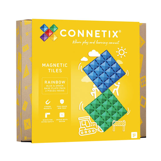 Connetix Magnetic Tiles Rainbow Blue & Green Base Plate Set, 2 Pieces