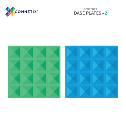 Connetix Magnetic Tiles Rainbow Blue & Green Base Plate Set, 2 Pieces