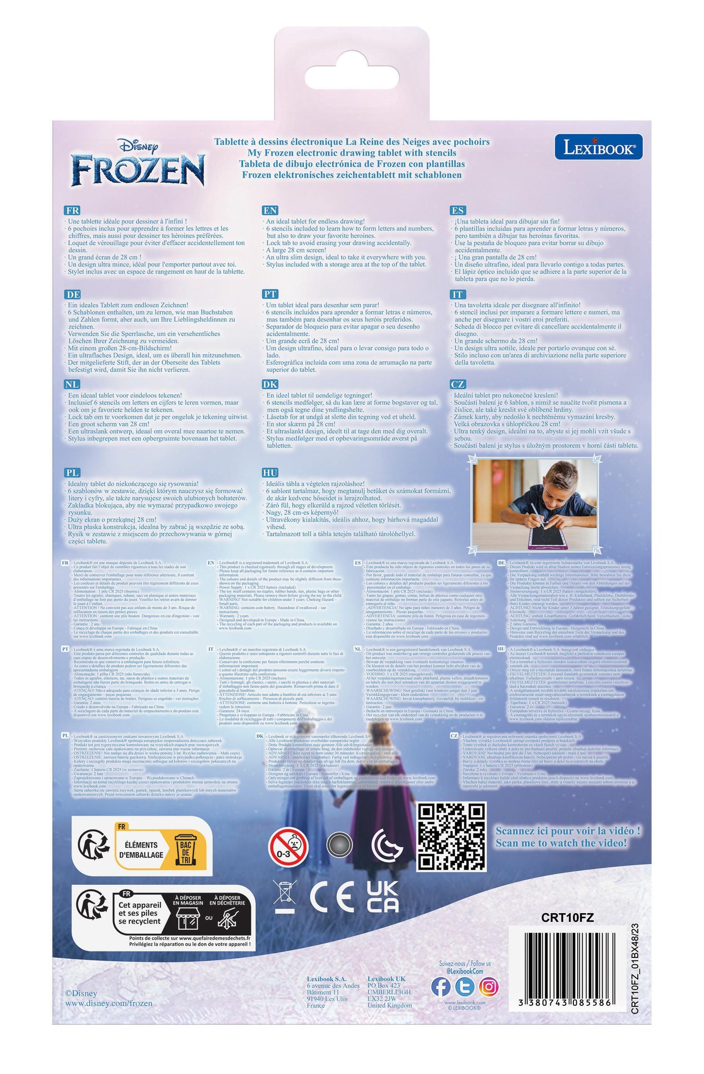 ArtZone Multicolor 11'' E-Ink Learning Tablet with Stencils - Frozen Theme