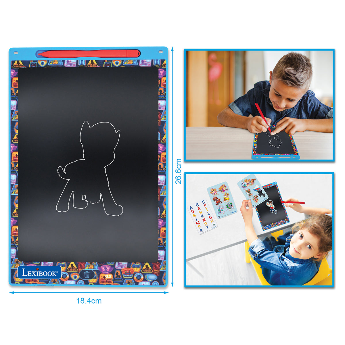 Paw Patrol 11’’  multicolor learning drawing E-ink tablet with stencils
