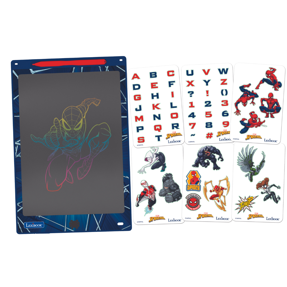 SpiderMan 11’’  multicolor learning drawing E-ink tablet with stencils