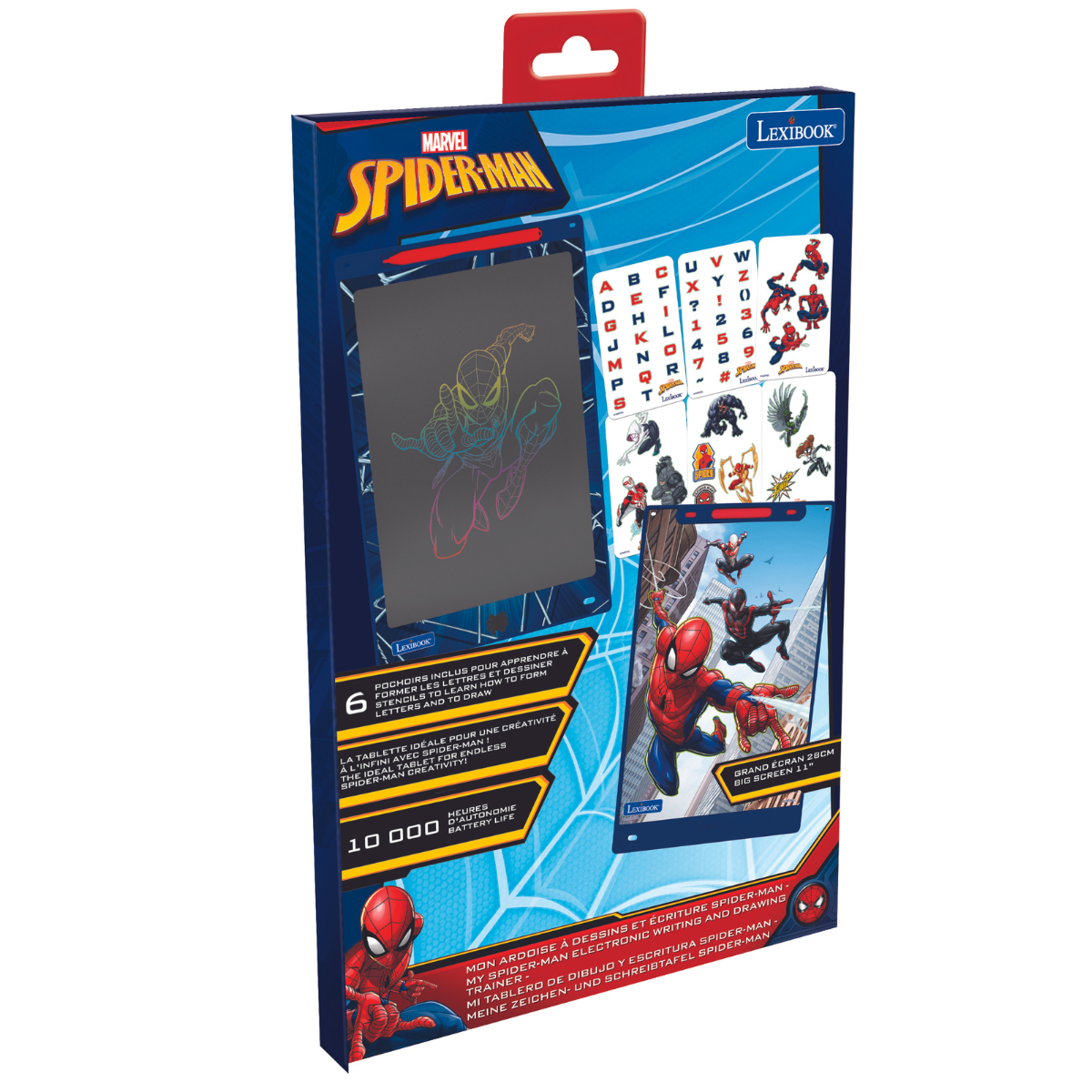 SpiderMan 11’’  multicolor learning drawing E-ink tablet with stencils