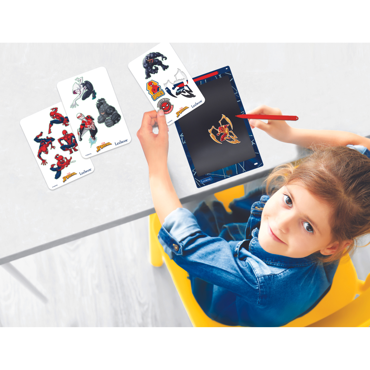 SpiderMan 11’’  multicolor learning drawing E-ink tablet with stencils