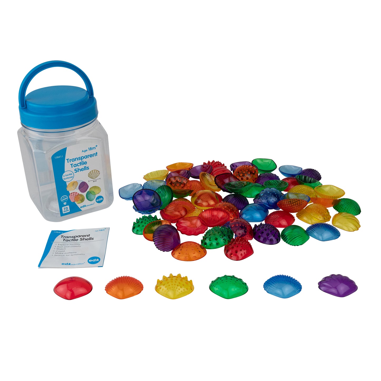 edxeducation Tactile Shells - Transparent - Mini Jar - Set of 72