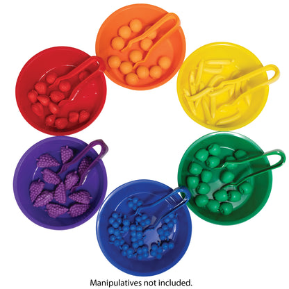 edxeducation Colorful Sorting Bowls & Tweezers Playset - 18m+ - 6 Vibrant Colors