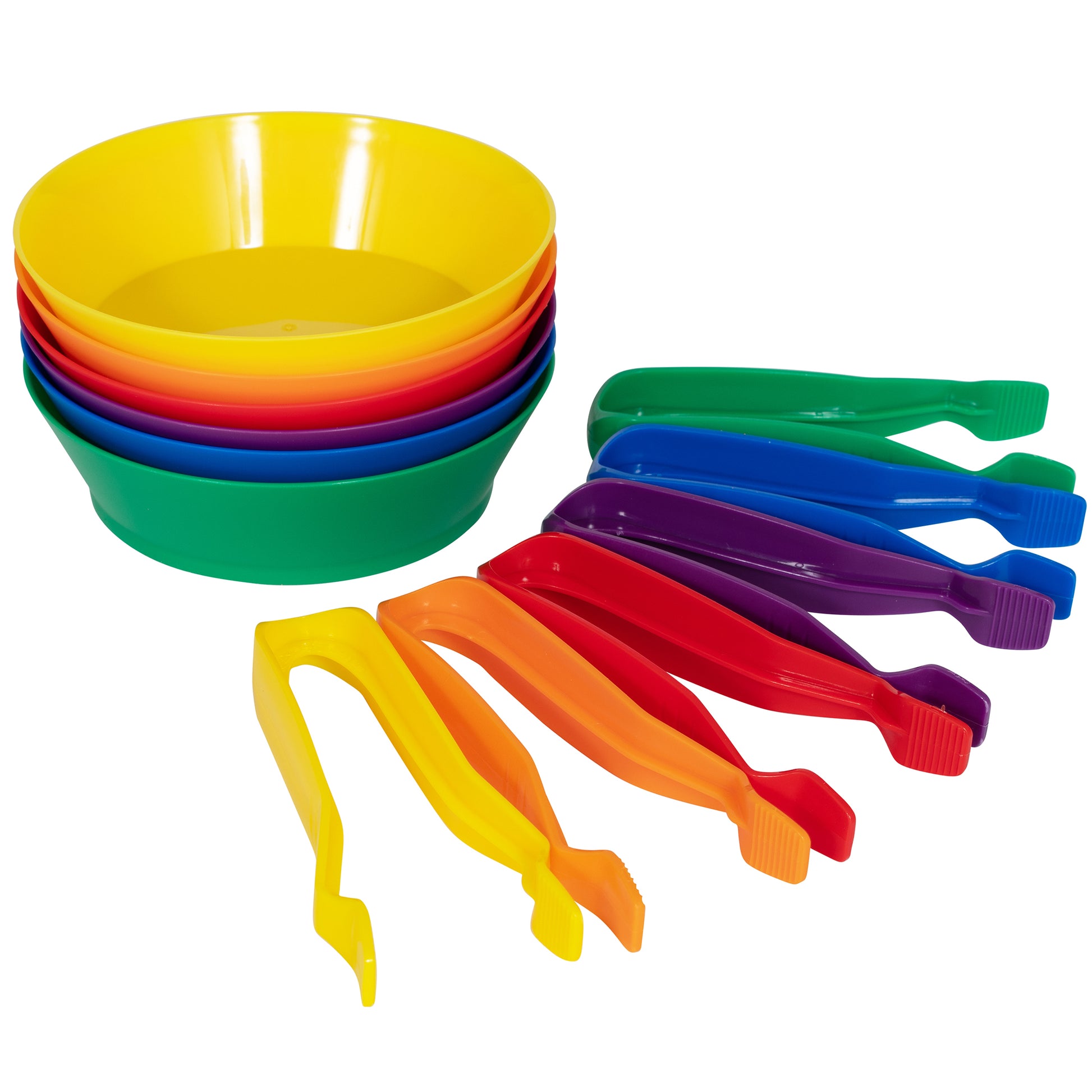 edxeducation Colorful Sorting Bowls & Tweezers Playset - 18m+ - 6 Vibrant Colors