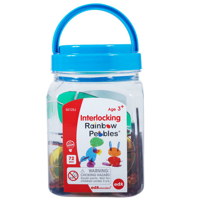 edxeducation Interlocking Rainbow Pebbles Mini Jar - Creative Building Toy