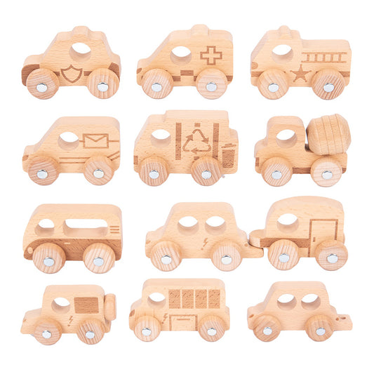 TickiT Natural Wooden Vehicles Set - 12 Piece Playset