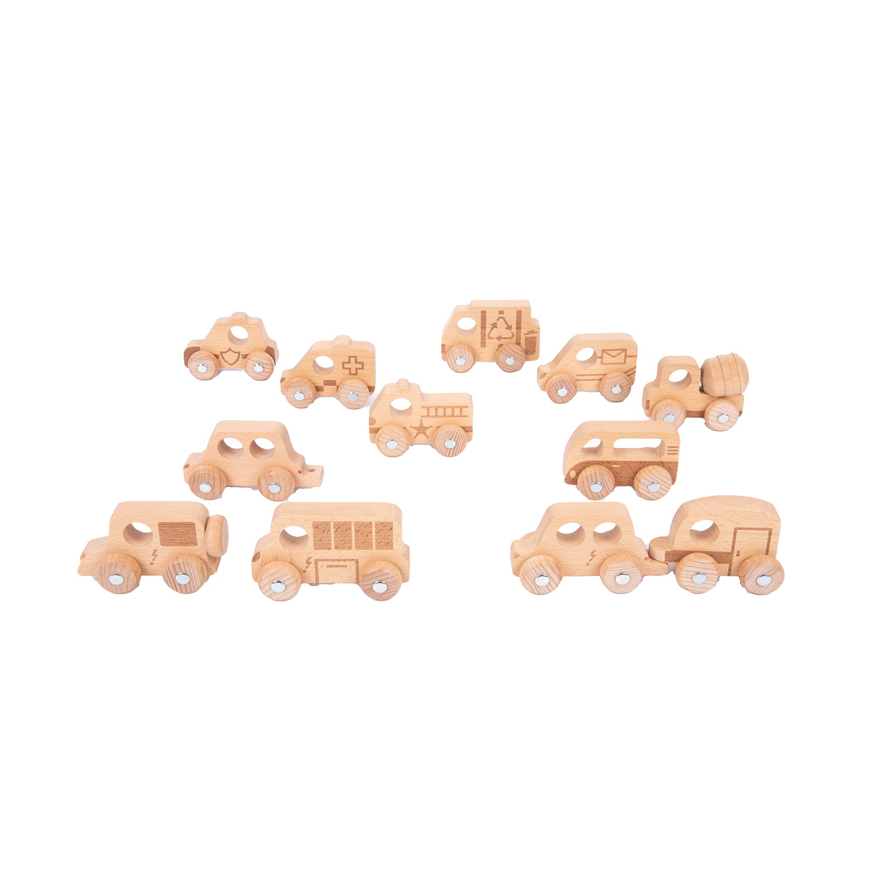 TickiT Natural Wooden Vehicles Set - 12 Piece Playset