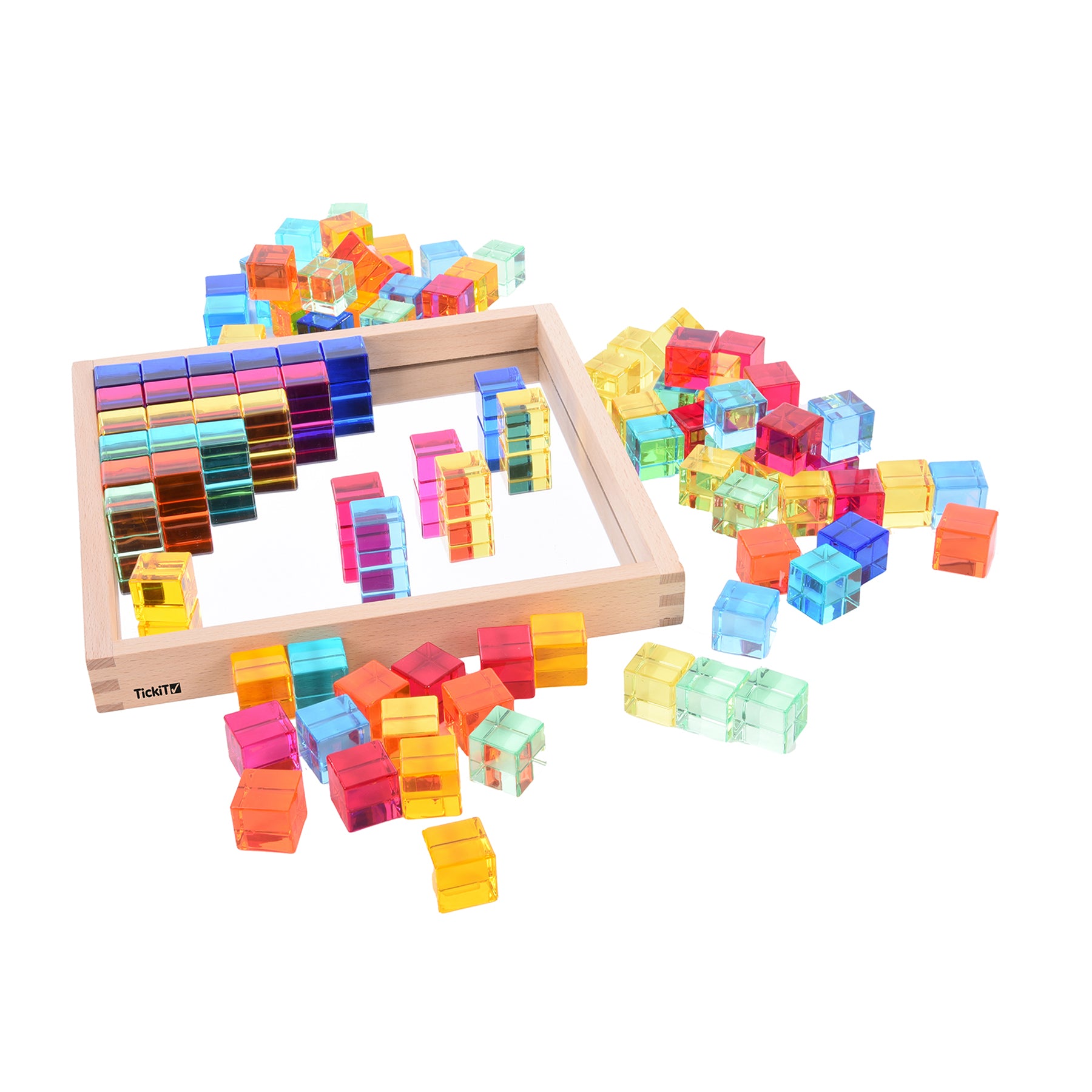 TickiT Gem Cube Mirror Tray - Colorful Sensory Exploration