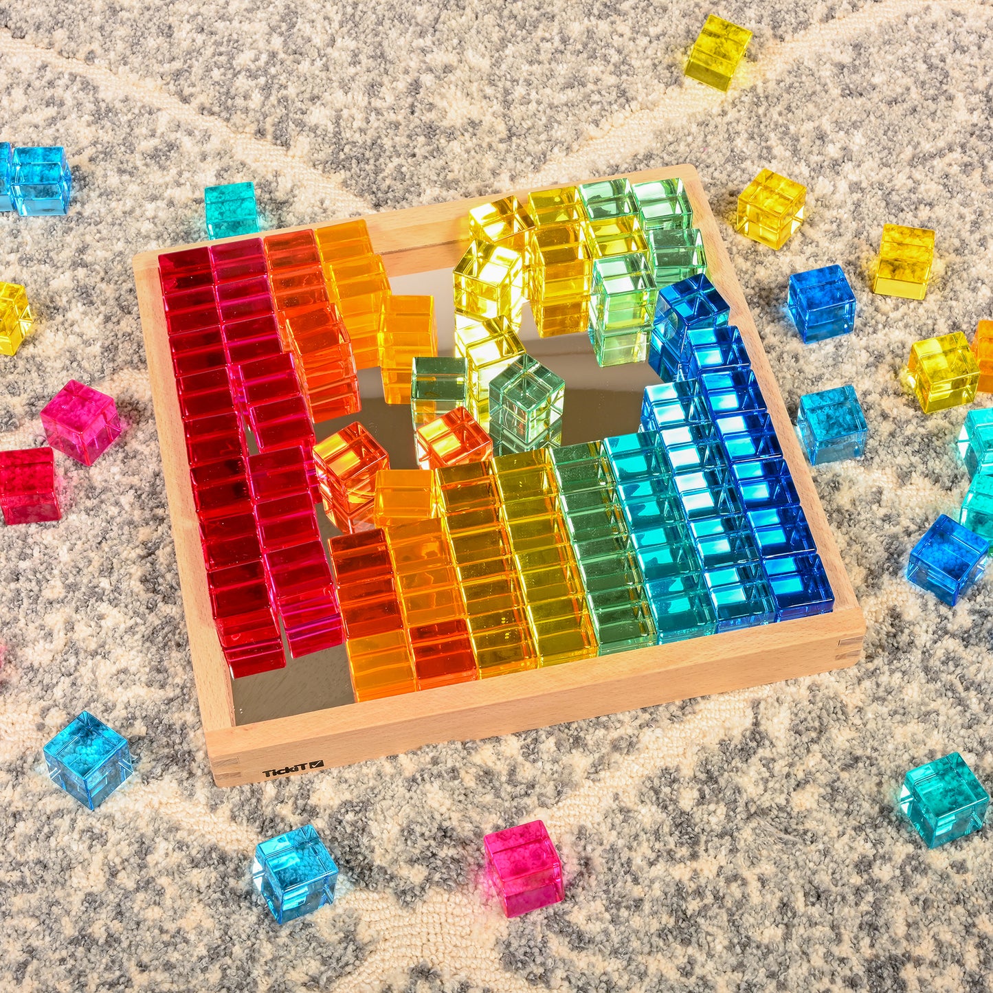 TickiT Gem Cube Mirror Tray - Colorful Sensory Exploration