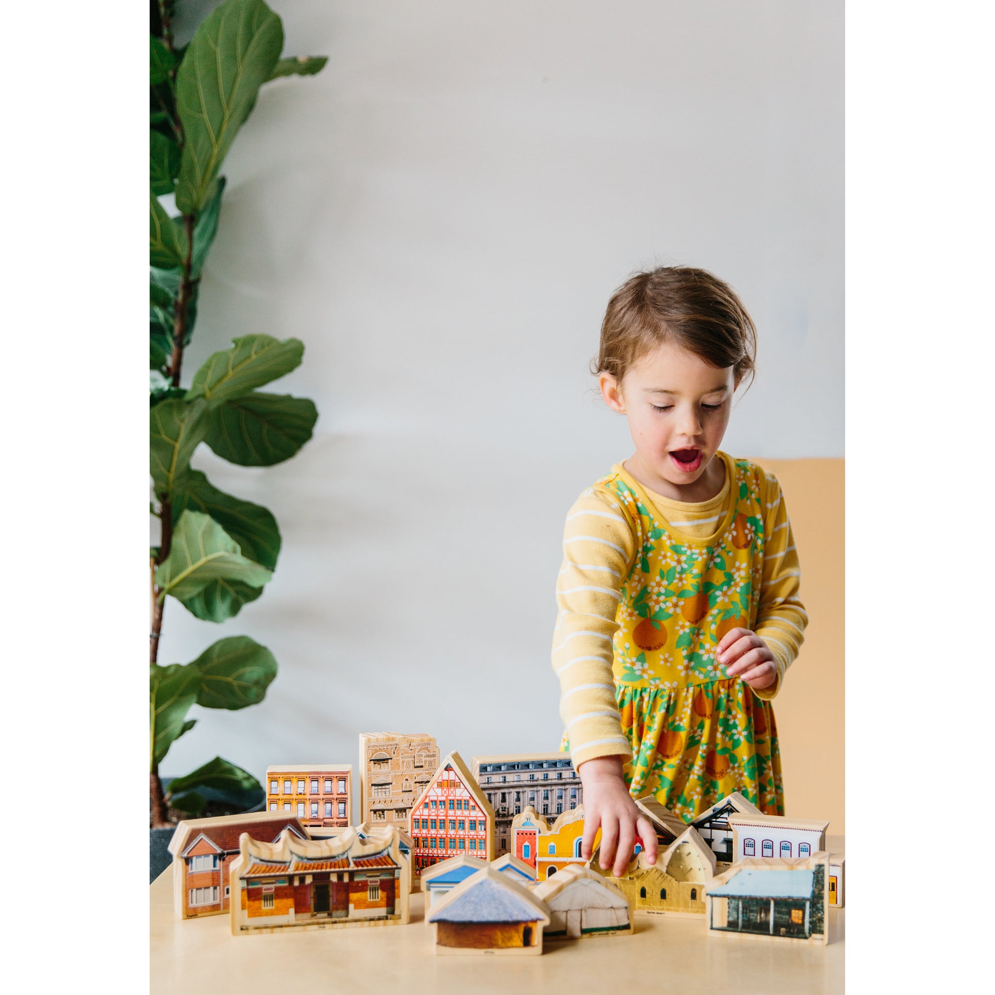 The Freckled Frog Global Homes Adventure Wooden Blocks - Set of 17 - Ages 1+