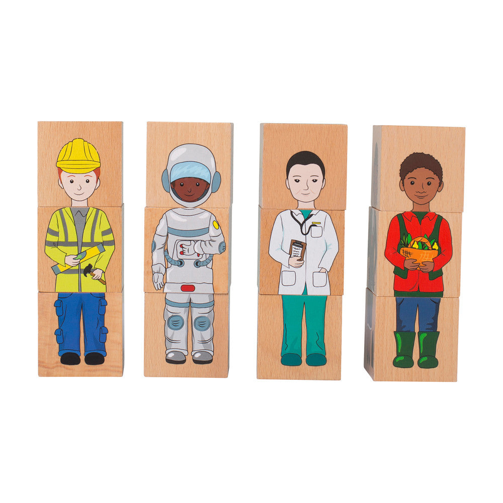 The Freckled Frog Career Mix 'N’ Match Wooden Blocks - Diverse Professions Set