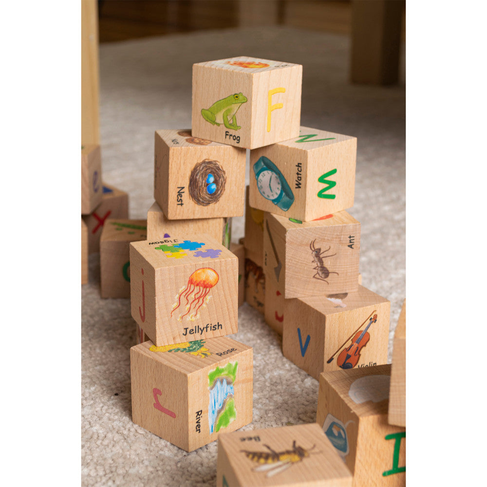 The Freckled Frog Beechwood ABC Blocks – Educational Toy