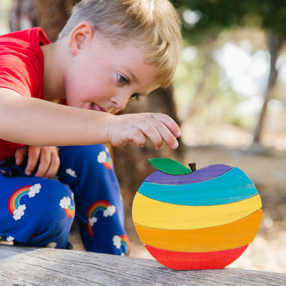 The Freckled Frog Apple-Shaped Wooden Puzzle - 6 pc