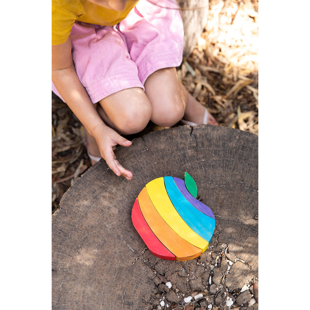 The Freckled Frog Apple-Shaped Wooden Puzzle - 6 pc