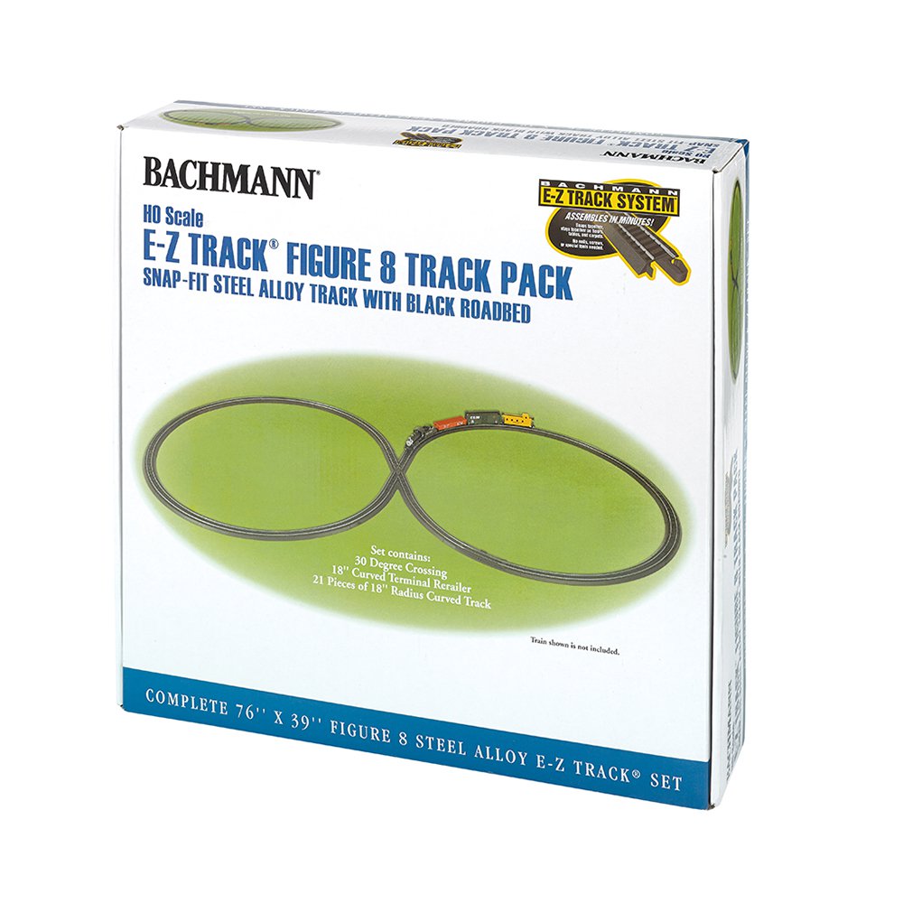 Bachmann Trains HO Scale Figure 8 E-Z Track Pack - Steel Alloy Rail with Black Roadbed