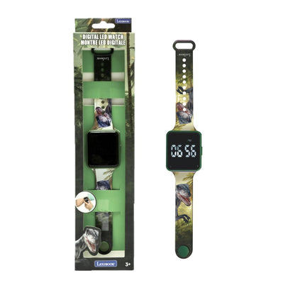 Jurassic Explorer Youth LED Digital Watch - Vibrant Dinosaur Print Strap
