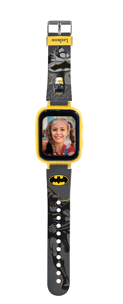 Batman Digital Watch with yellow case, black band featuring Batman graphics, and photo display screen