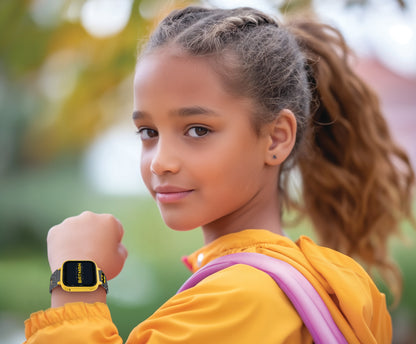Batman Camera Digital Watch with 8GB memory in yellow and black worn by child
